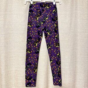 Lularoe Leggings - Halloween Skeleton Unicorns, Purple, Tween OS / One Size